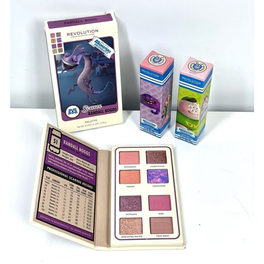 Revolution Monsters Inc Randall Boggs Eyeshadow Palette Art & Squishy Lipstick